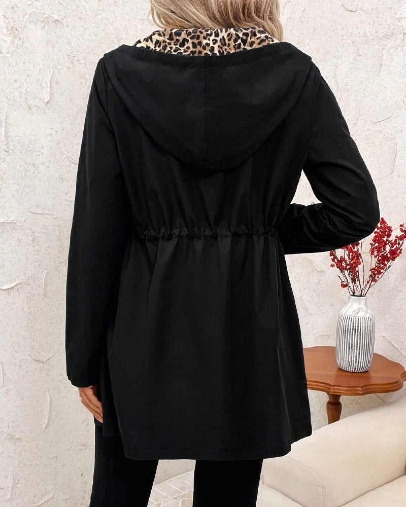 AVELINE – MANTEAU RÉVERSIBLE À CAPUCHE LÉOPARD