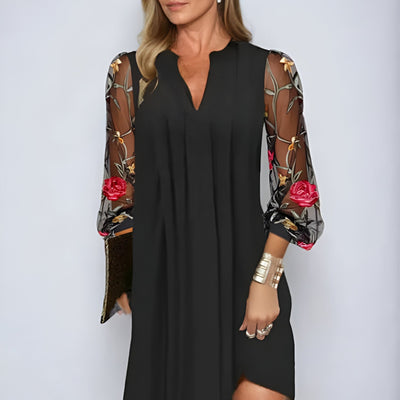 RENÉE  - ROBE LONGUE FEMME ÉLÉGANTE À MANCHES BRODÉES