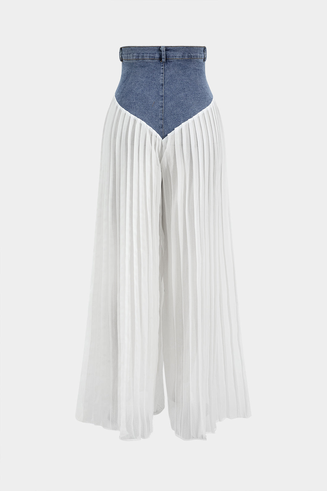 Romia - Ensemble bustier en denim et pantalon plissé en chiffon