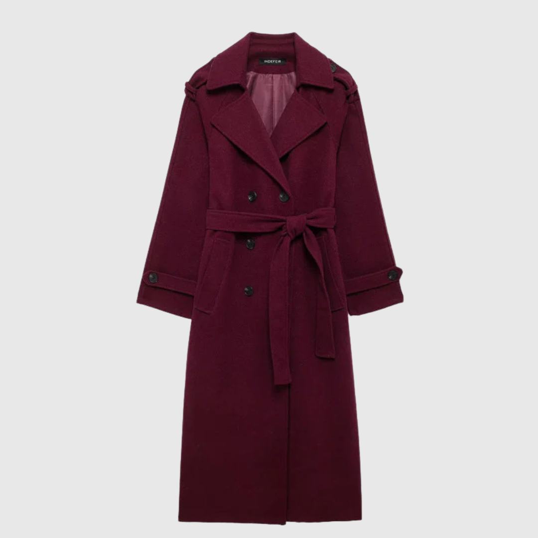 MERONE – MANTEAU CLASSIQUE ÉLÉGANT ROUGE BORDEAU