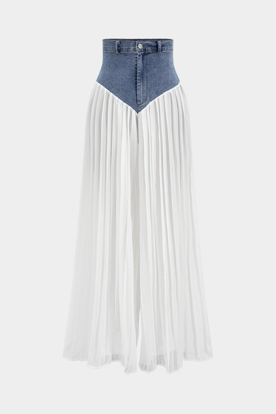 Romia - Ensemble bustier en denim et pantalon plissé en chiffon