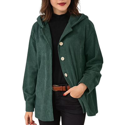 VILLIERS - VESTE À CAPUCHE EN VELOURS DÉCONTRACTÉE POUR L'AUTOMNE