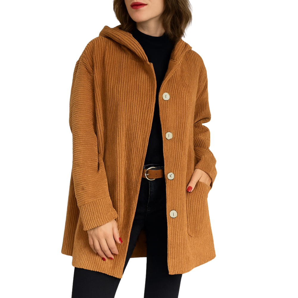 VILLIERS - VESTE À CAPUCHE EN VELOURS DÉCONTRACTÉE POUR L'AUTOMNE