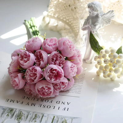 Bouquet de pivoines en soie