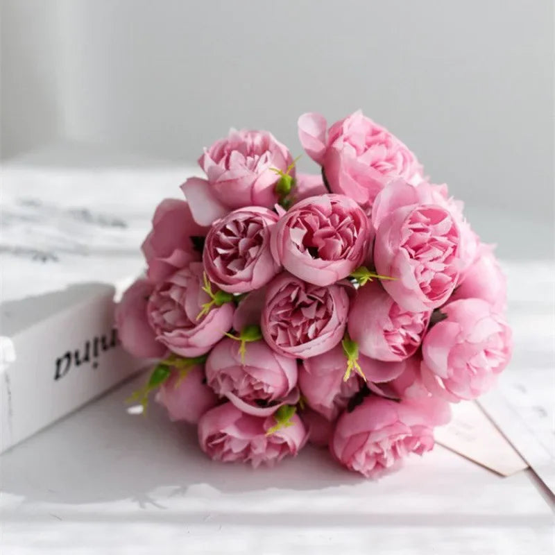 Bouquet de pivoines en soie