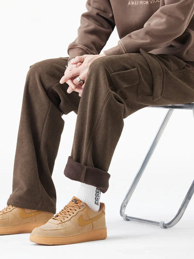 PANTALON EN VELOURS CÔTELÉ DOUBLÉ POLAIRE