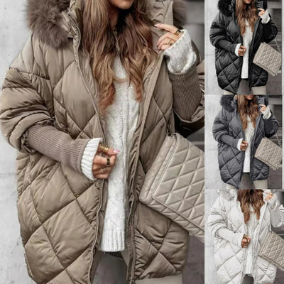 ÉLISE – PARKA MI-LONGUE PATCHWORK TRICOT