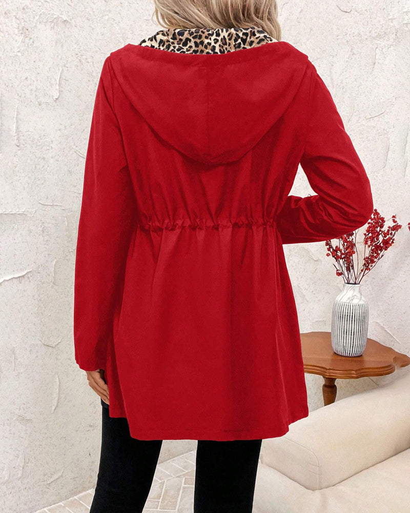 AVELINE – MANTEAU RÉVERSIBLE À CAPUCHE LÉOPARD