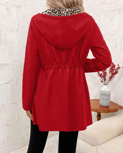 AVELINE – MANTEAU RÉVERSIBLE À CAPUCHE LÉOPARD