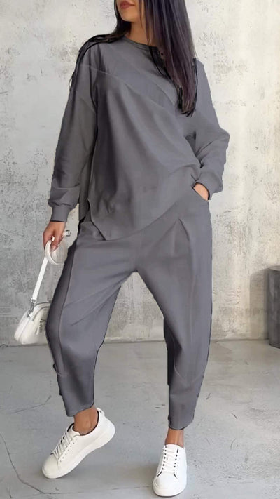 Floriana - Ensemble de deux pièces avec décolleté rond et manches longues