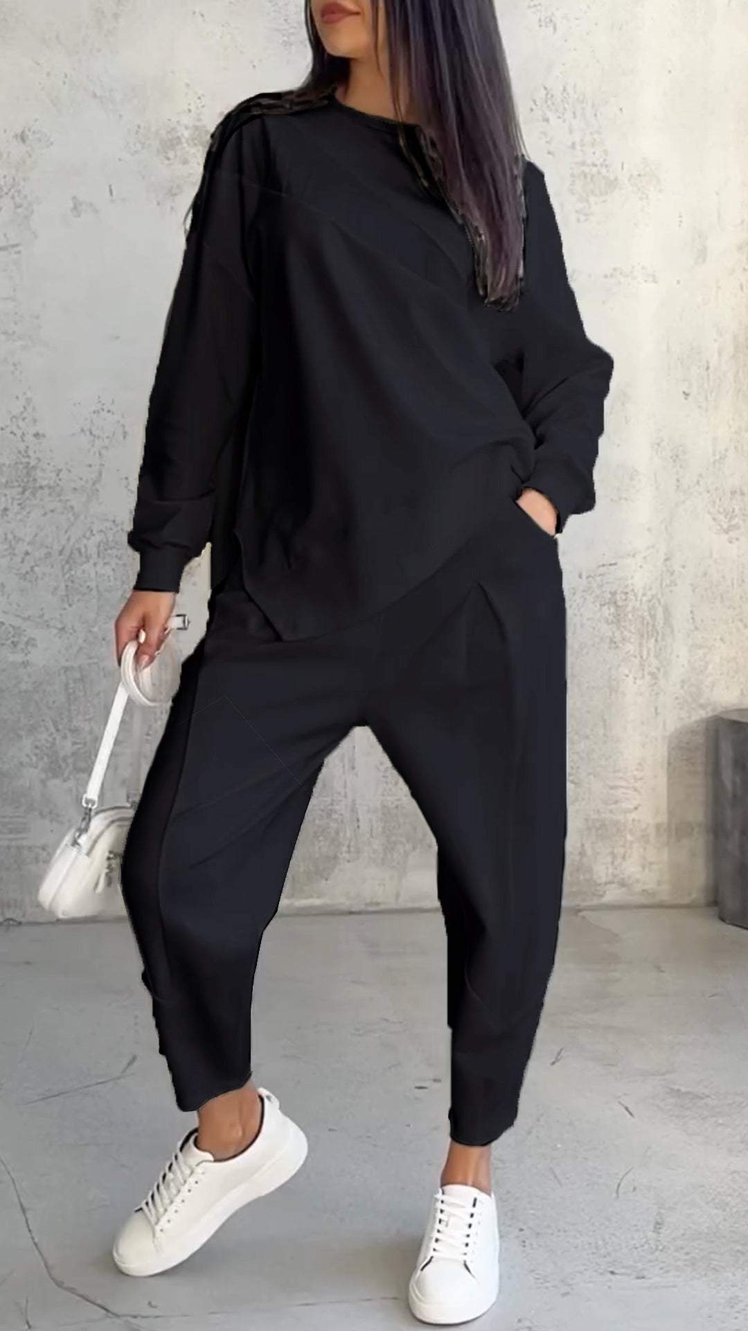 Floriana - Ensemble de deux pièces avec décolleté rond et manches longues