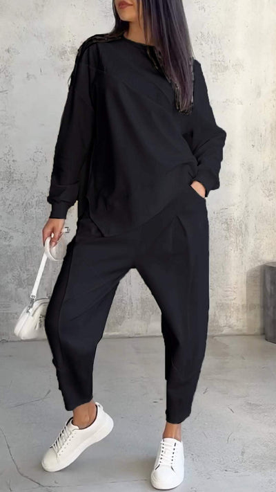 Floriana - Ensemble de deux pièces avec décolleté rond et manches longues